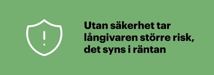 Illustration som förklarar att ett privatlån utan säkerhet har högre ränta eftersom långivaren tar större risk.