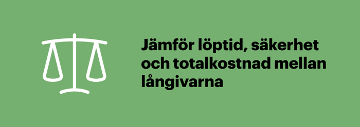 Jämför löptid, krav på säkerhet och totalkostnad när du väljer företagslån