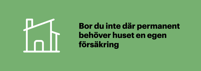 Illustration som förklarar att ett hus du inte bor i permanent behöver en egen fritidshusförsäkring.
