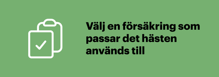 Välj hästförsäkring efter vad hästen används till