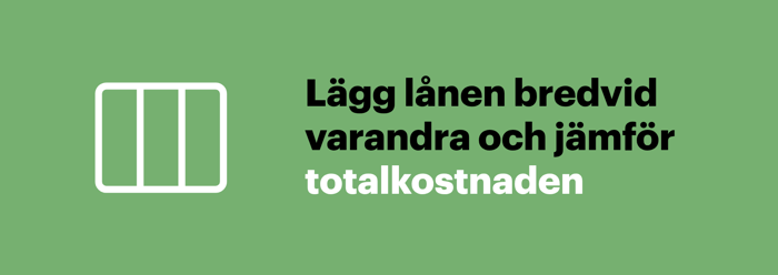 Jämför totalkostnaden för flera lån bredvid varandra