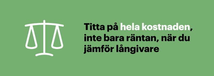Jämför långivare utifrån hela kostnaden, inte bara räntan