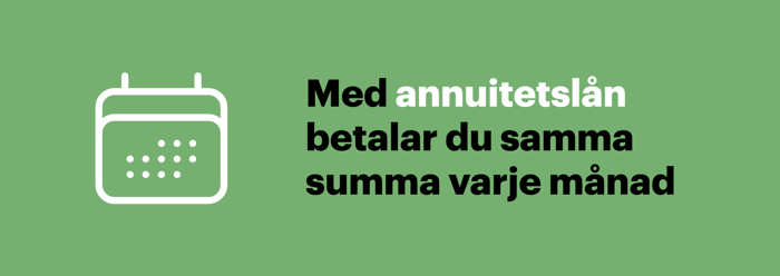 Ett samlingslån kan vara ett annuitetslån där du betalar samma summa varje månad.