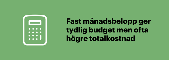 Annuitetslån ger samma månadsbelopp men ofta högre totalkostnad