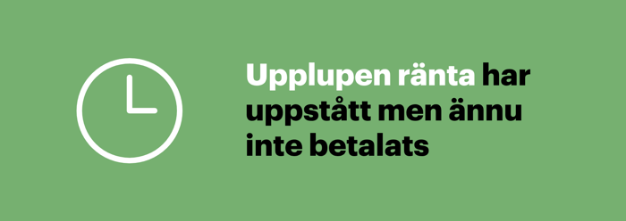 Upplupen ränta är räntan för en period som har löpt men ännu inte har betalats, till exempel på ett bolån.